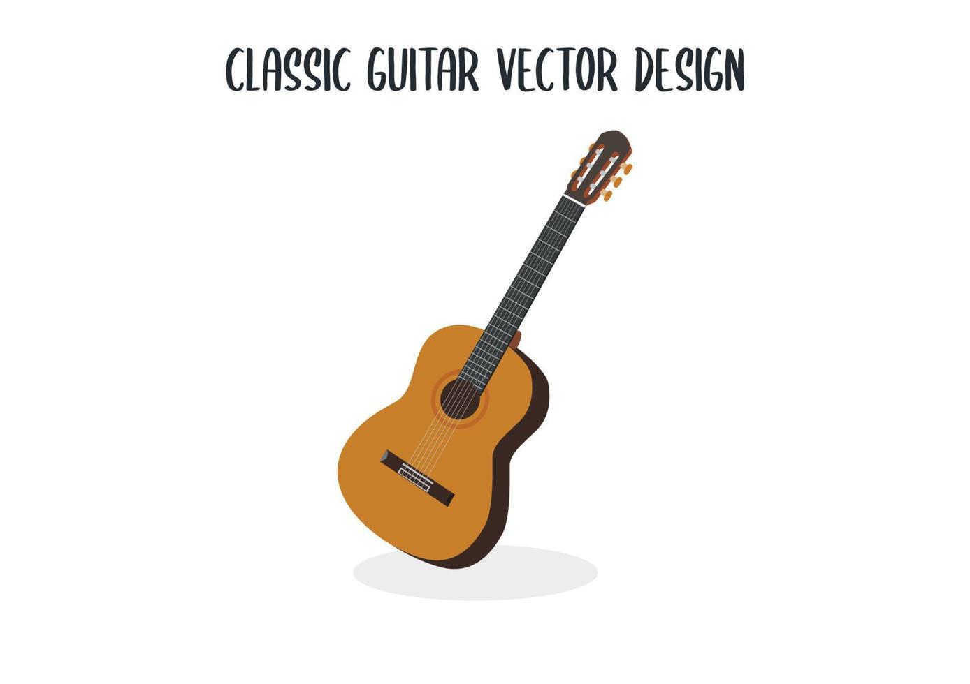 Classic guitar vector design. Classic guitar flat style vector illustration isolated on white background. Acoustic guitar. String musical instruments. Classic guitar clipart