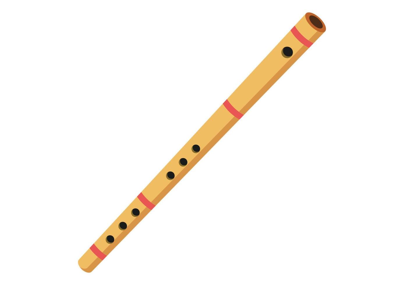 Bamboo flute vector design. Wooden flute flat style vector illustration isolated on white background. Vintage classical musical instruments concept. Flute clipart.