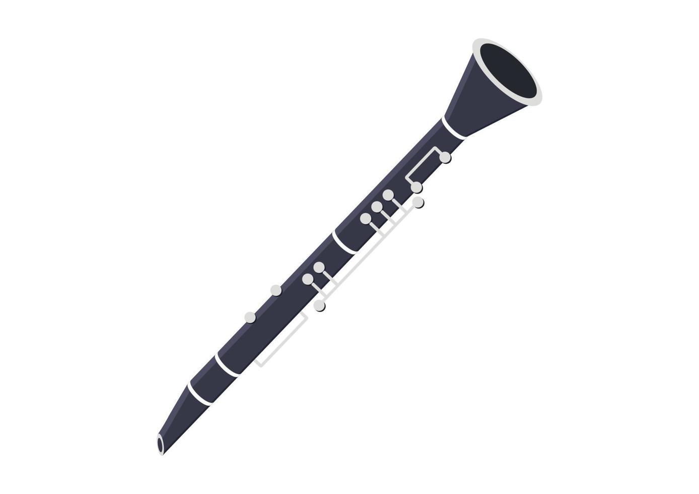 Clarinet vector design. Clarinet flat style vector illustration isolated on white background. Classical woodwind music instrument.