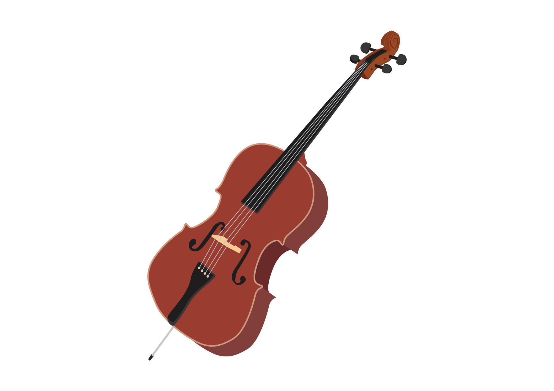 Cello vector design. Stringed family musical instrument. Cello flat
