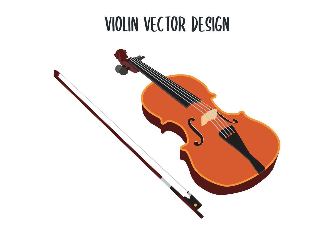 Wooden violin vector design. Classical violin vector illustration isolated on white background. Stringed musical instrument. Violin Clipart