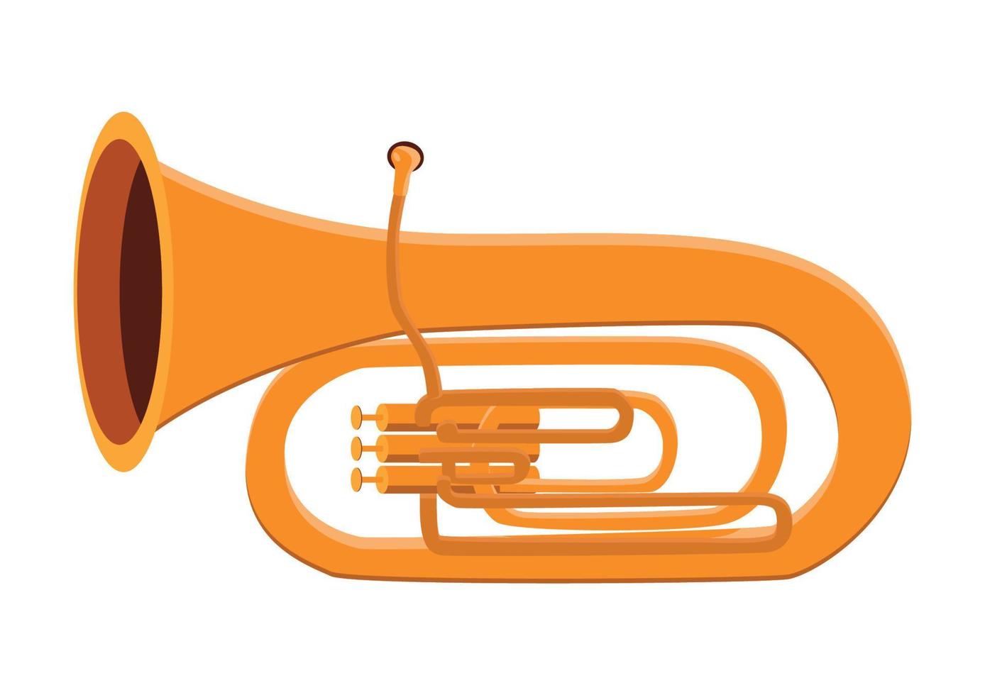Golden tuba vector design. Tuba clipart. Tuba musical wind instrument flat cartoon style vector illustration isolated on white background
