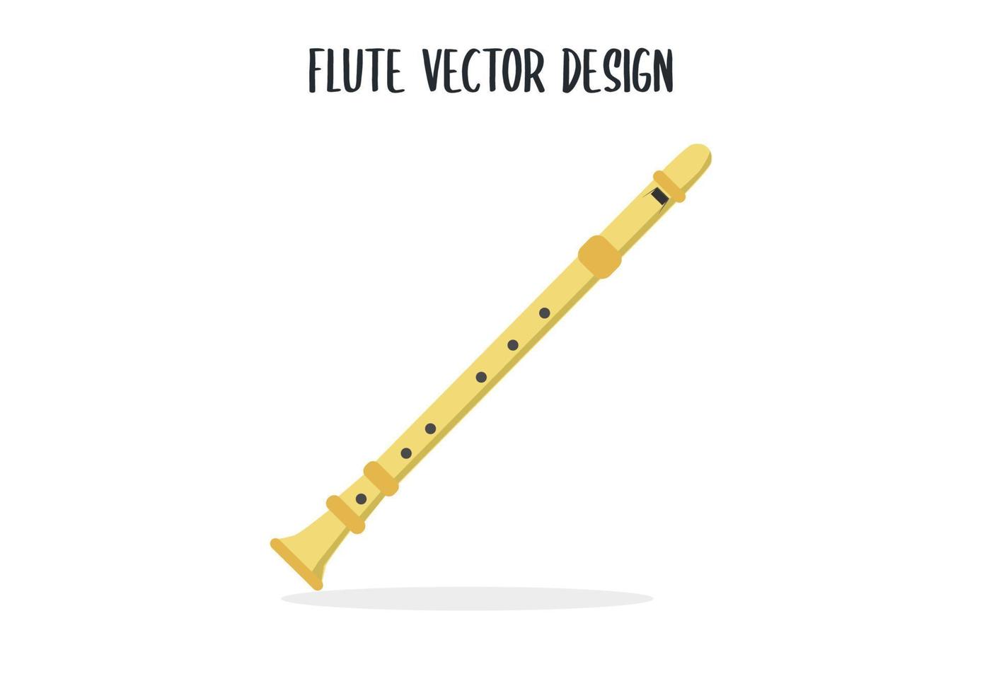 Recorder vector design. Yellow recorder flat style vector illustration isolated on white. Musical instrument. Classical wind instruments concept. Recorder flute clipart