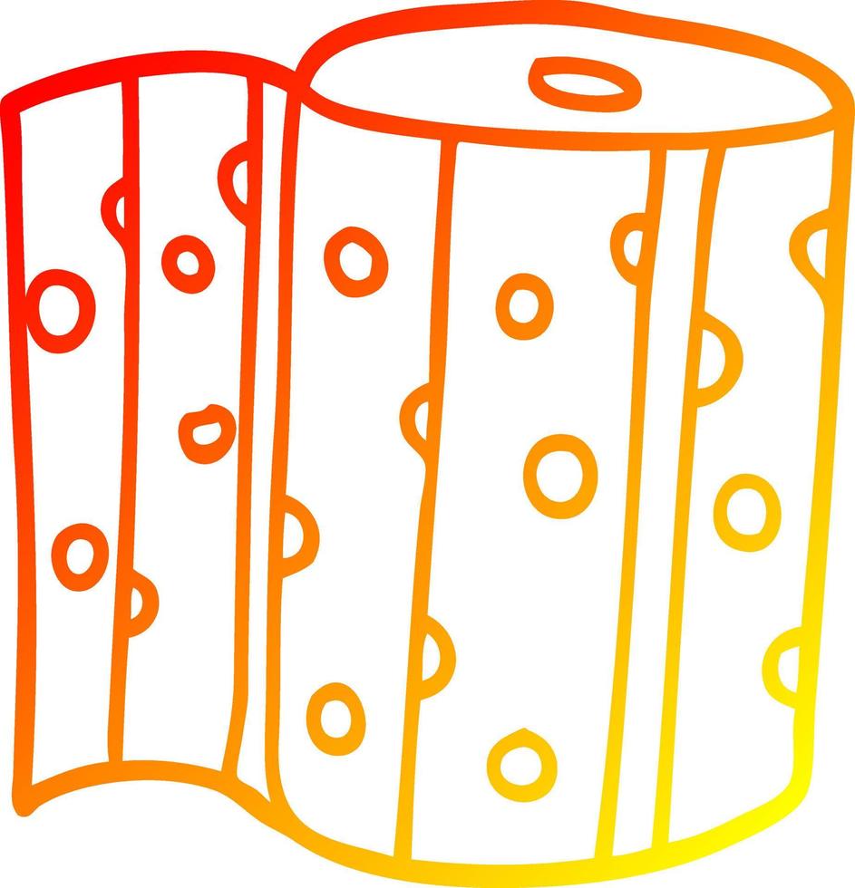 warm gradient line drawing cartoon kitchen roll vector