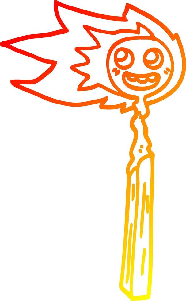 warm gradient line drawing cartoon burnt match vector