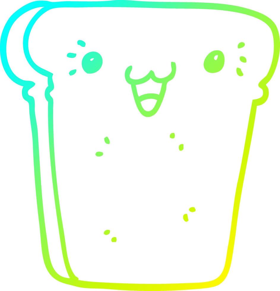cold gradient line drawing cartoon slice of bread vector