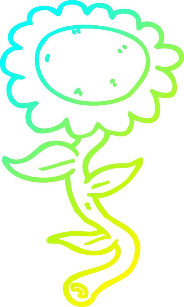 cold gradient line drawing cartoon sunflower vector