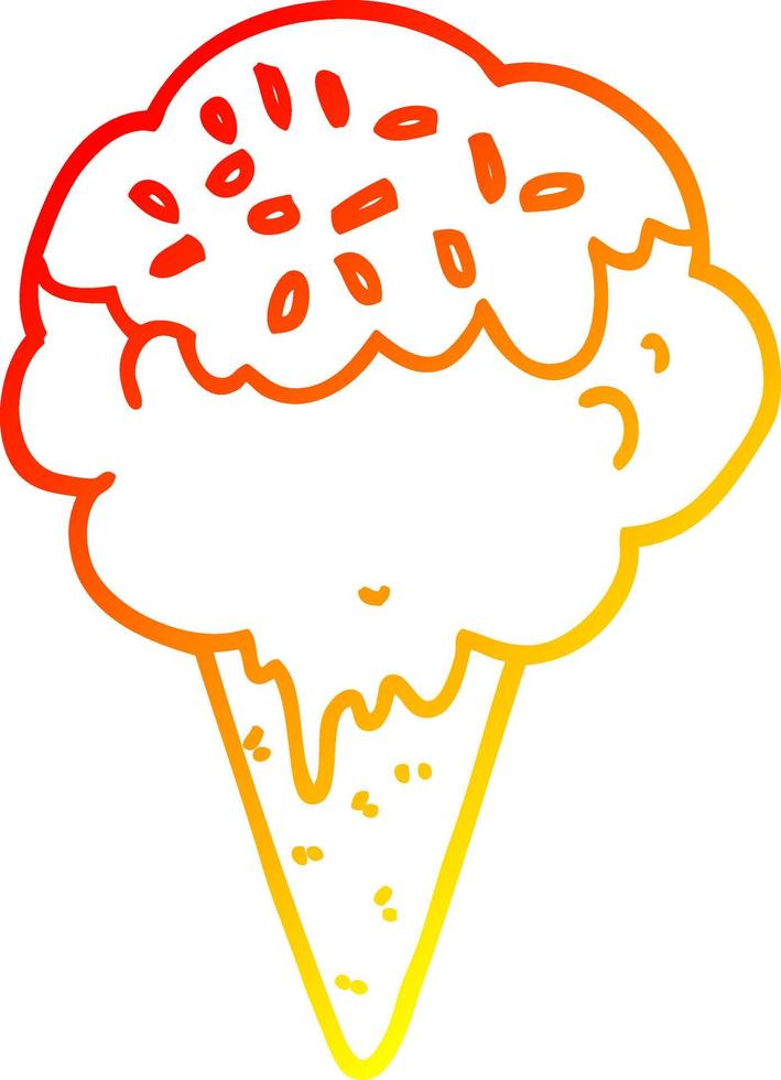 helado de dibujos animados de dibujo de línea de gradiente cálido vector