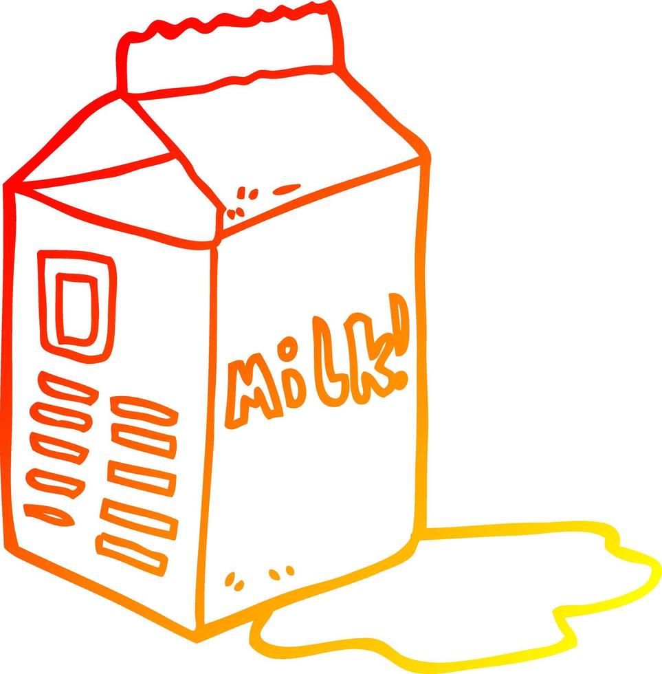 warm gradient line drawing cartoon milk carton vector