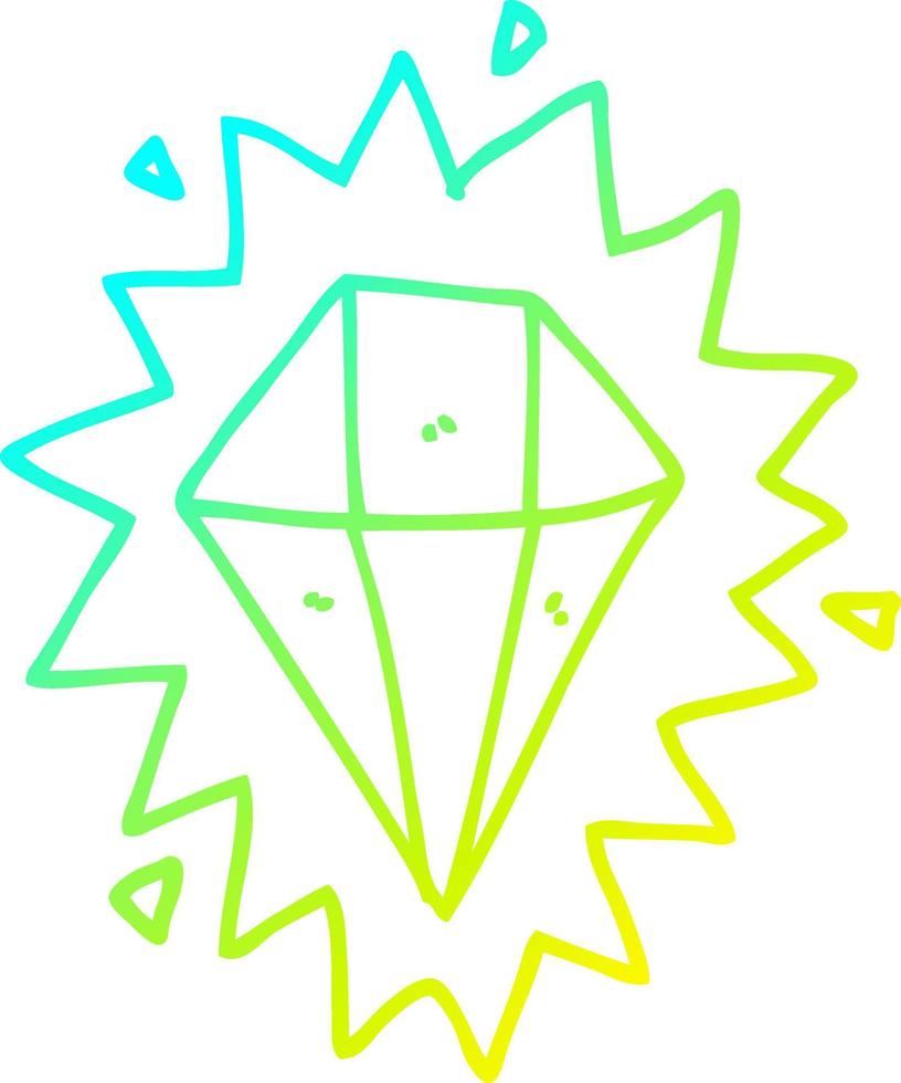 cold gradient line drawing cartoon diamond vector