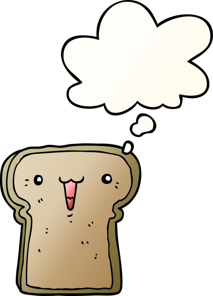 cute cartoon toast and thought bubble in smooth gradient style vector
