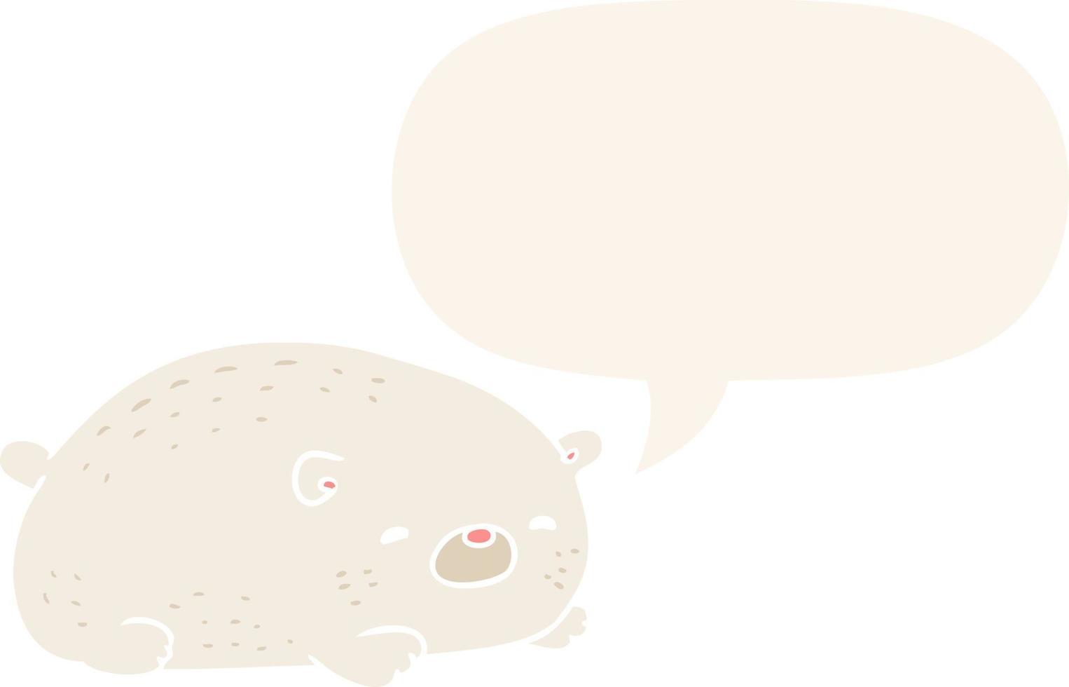 cute cartoon polar bear and speech bubble in retro style vector