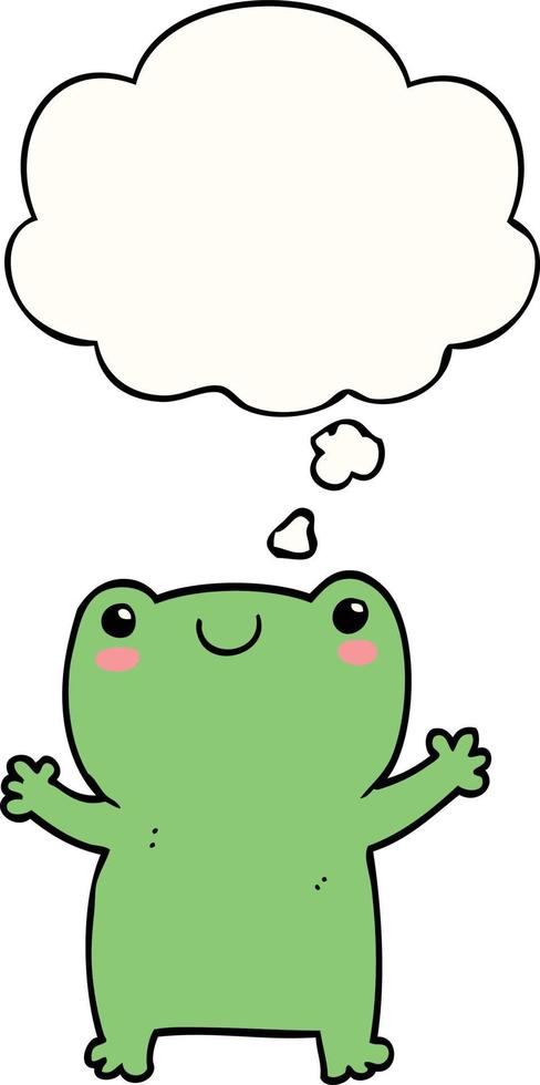 cute cartoon frog and thought bubble vector