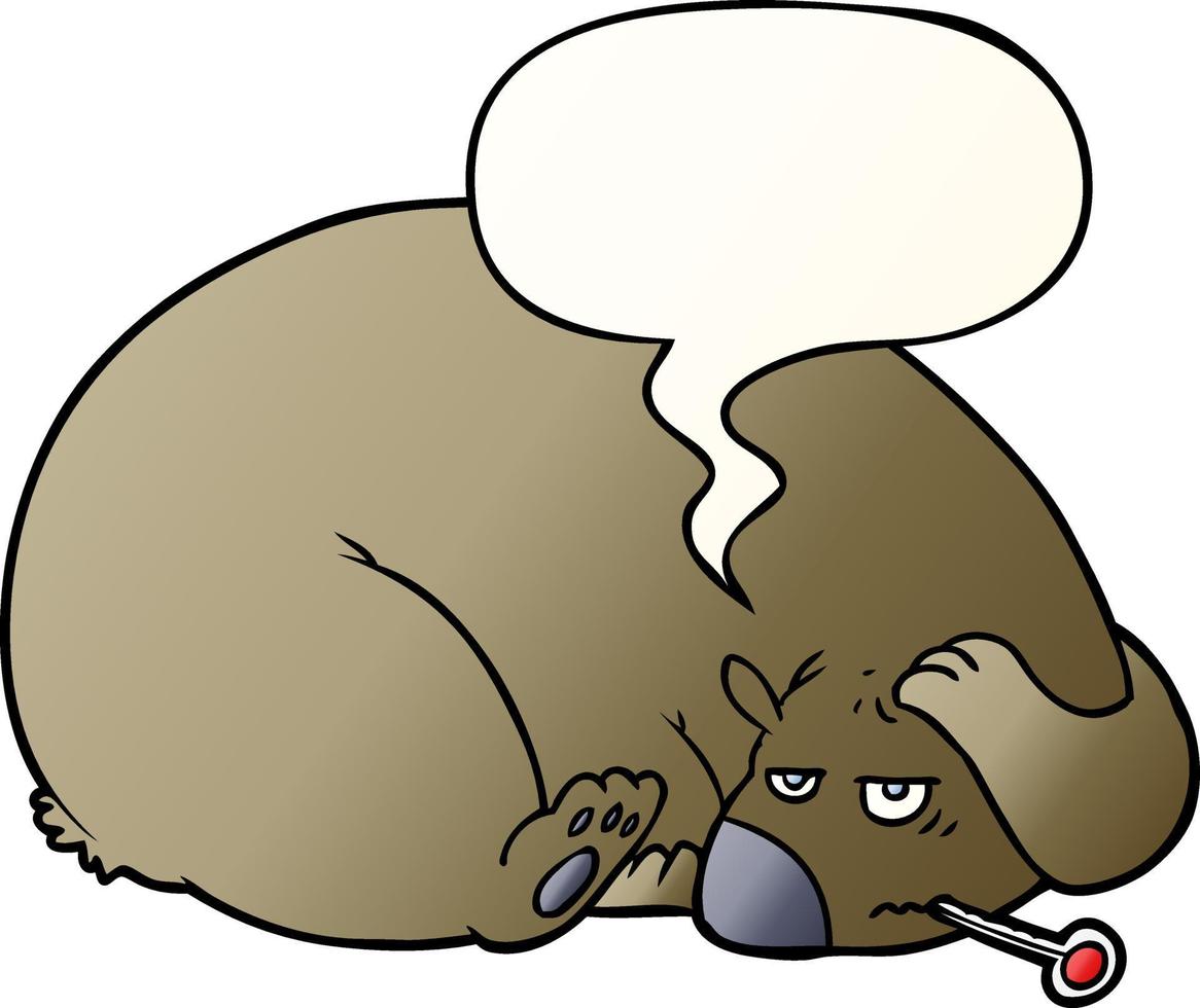 cartoon bear and a sore head and speech bubble in smooth gradient style vector