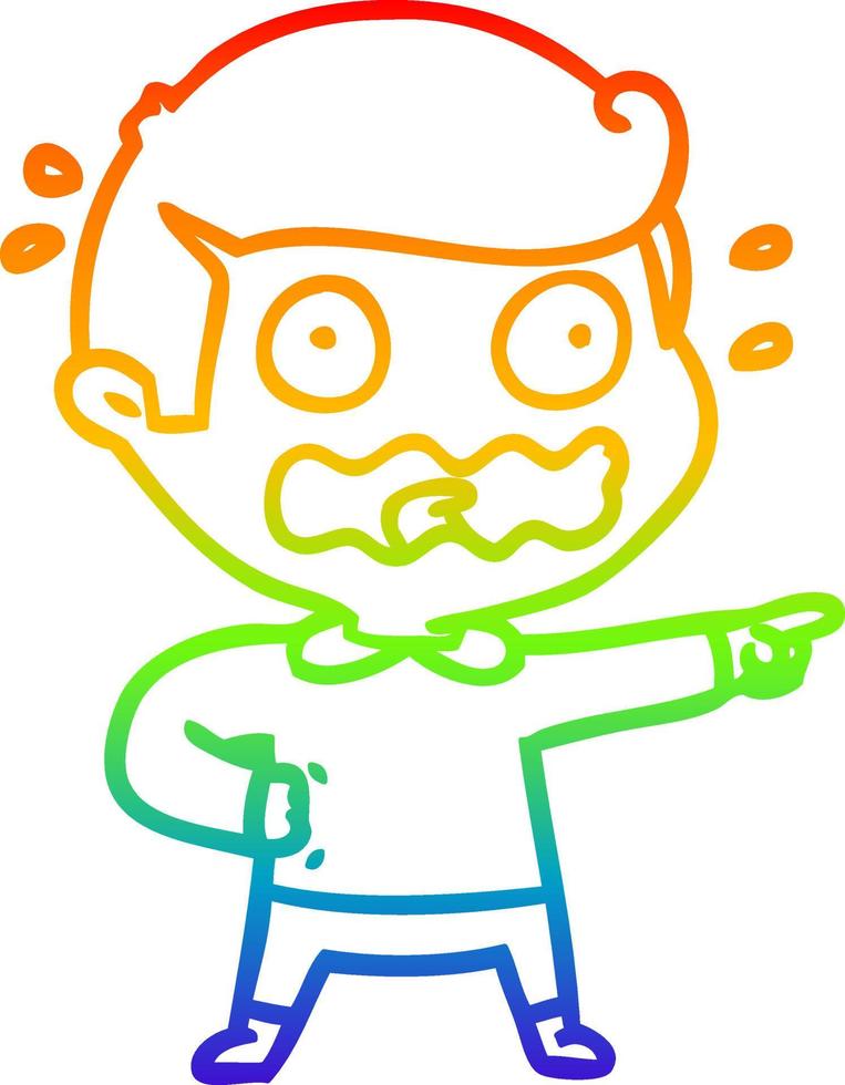 rainbow gradient line drawing cartoon stressed out pointing vector