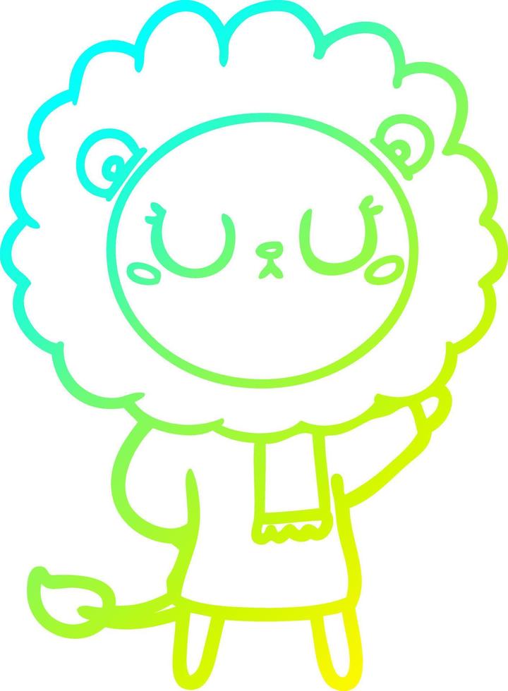 cold gradient line drawing cartoon lion vector