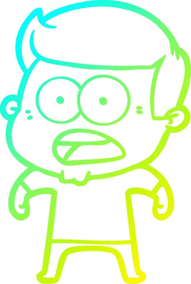 cold gradient line drawing cartoon shocked man vector