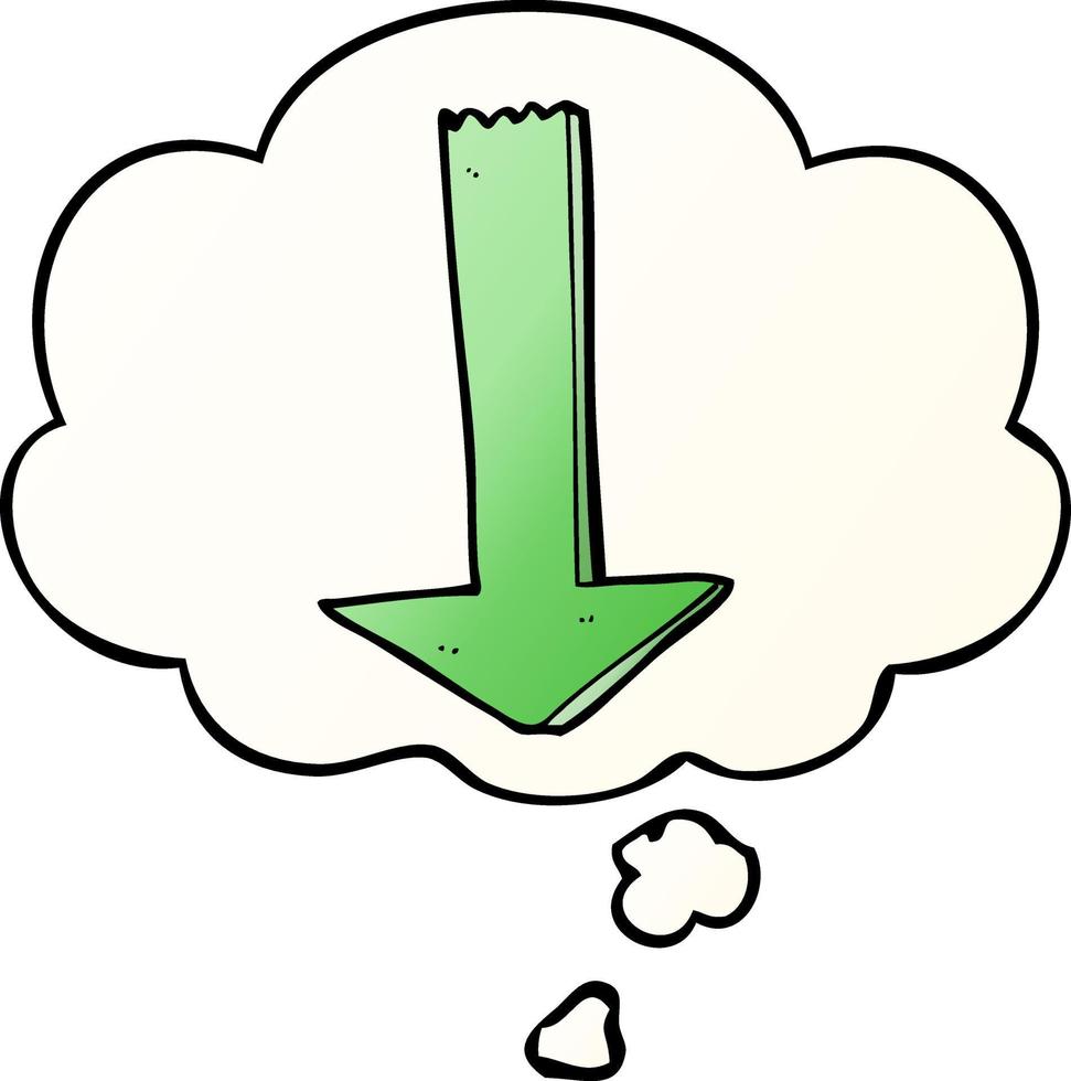 cartoon pointing arrow and thought bubble in smooth gradient style vector