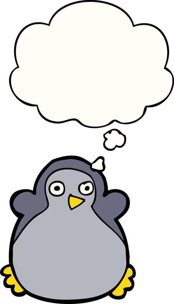 cartoon penguin and thought bubble vector