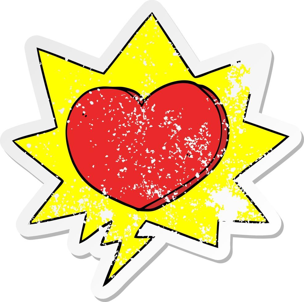 cartoon heart and speech bubble distressed sticker vector