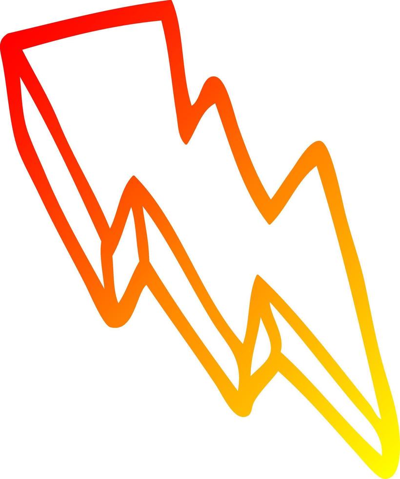 warm gradient line drawing cartoon lightning bolt vector