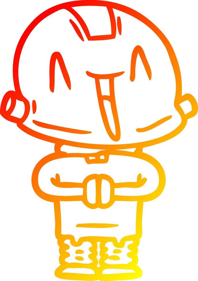 warm gradient line drawing cartoon robot vector