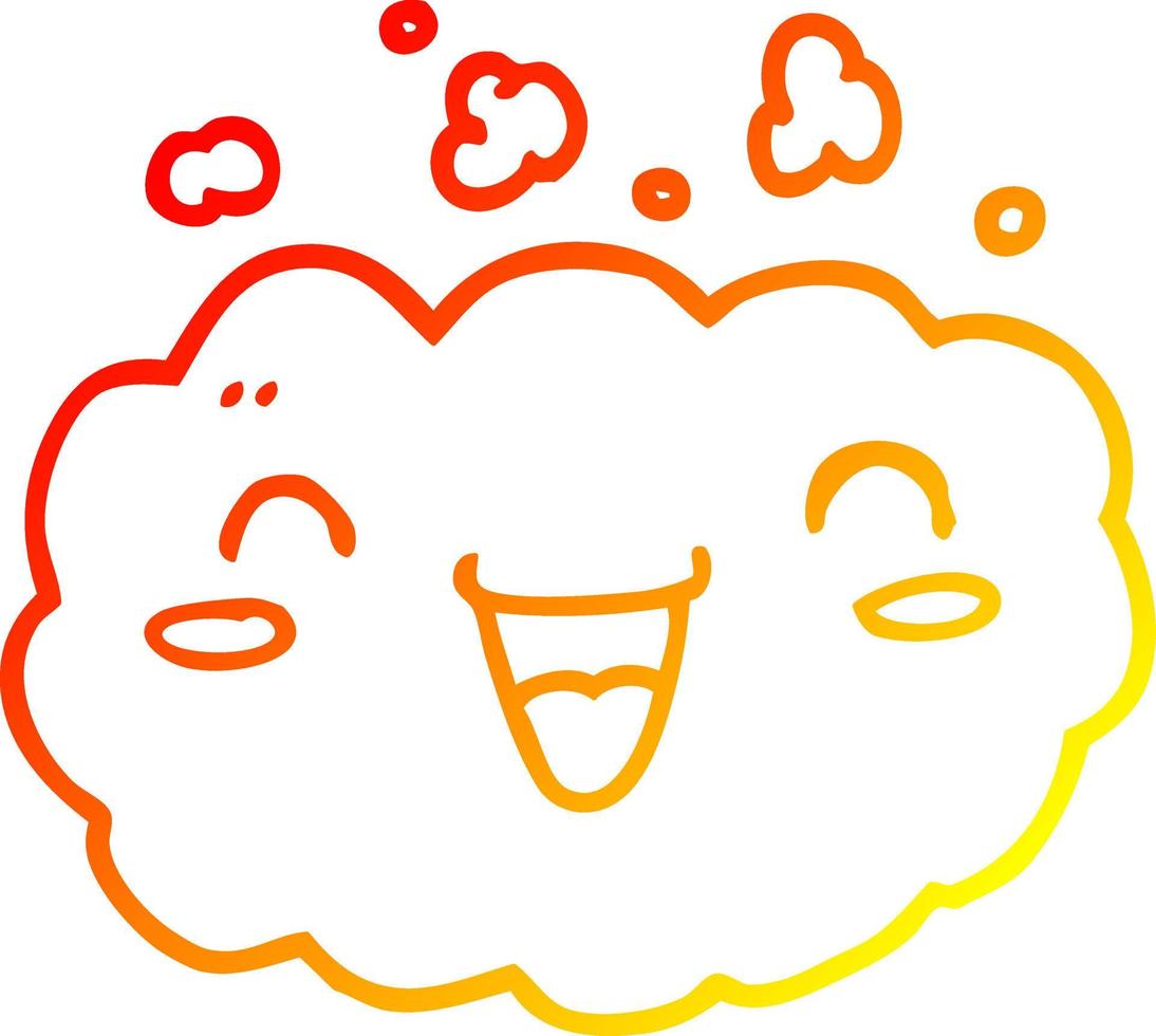 warm gradient line drawing happy cartoon cloud vector