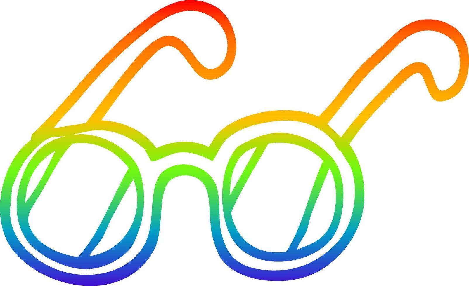 gafas de dibujos animados de dibujo de línea de degradado de arco iris vector