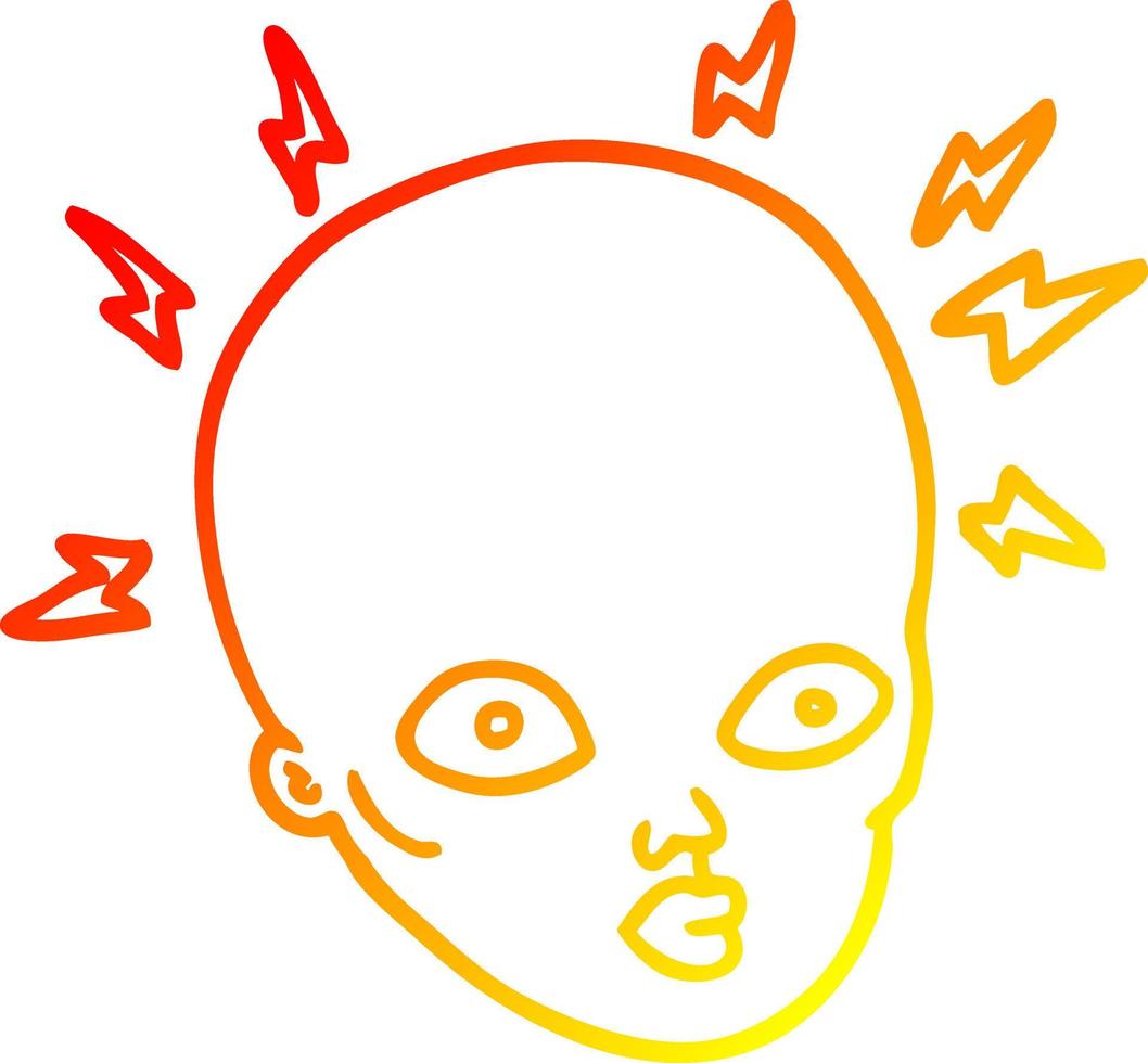 warm gradient line drawing cartoon bald head vector