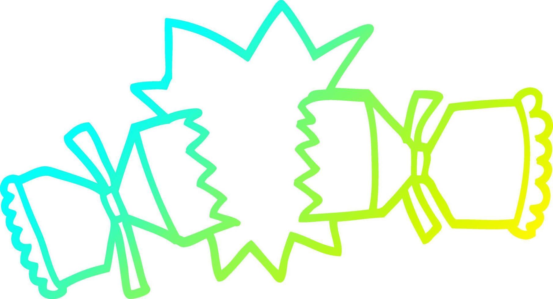 cold gradient line drawing cartoon exploding cracker vector