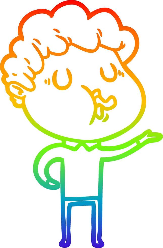 rainbow gradient line drawing cartoon man singing vector