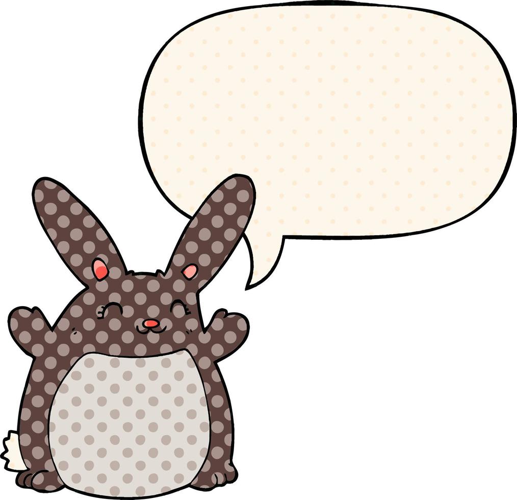 cartoon rabbit and speech bubble in comic book style vector