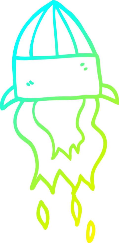 cold gradient line drawing cartoon rocket launch vector