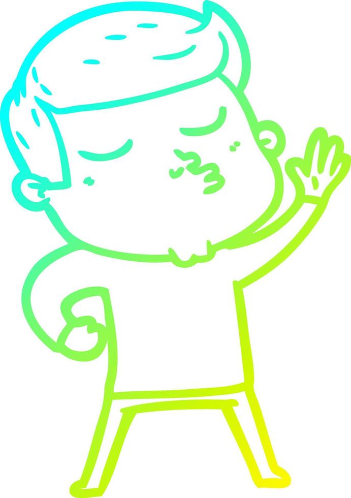 cold gradient line drawing cartoon model guy pouting vector