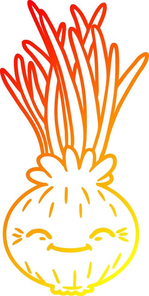 warm gradient line drawing cartoon onion vector