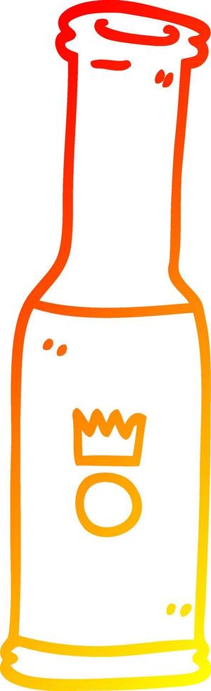 warm gradient line drawing cartoon beer bottle vector