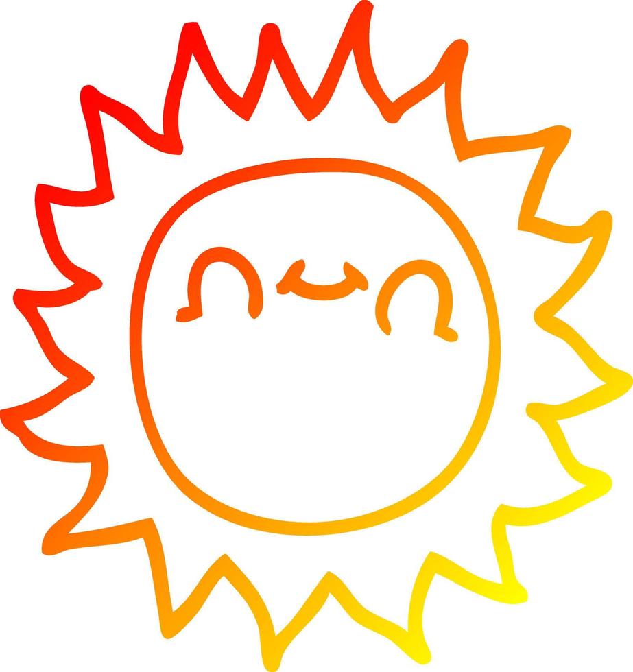 cálido gradiente línea dibujo dibujos animados feliz sol vector