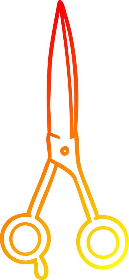 warm gradient line drawing cartoon barber scissors vector