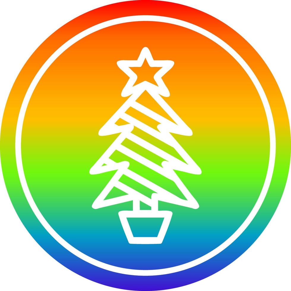 christmas tree circular in rainbow spectrum vector