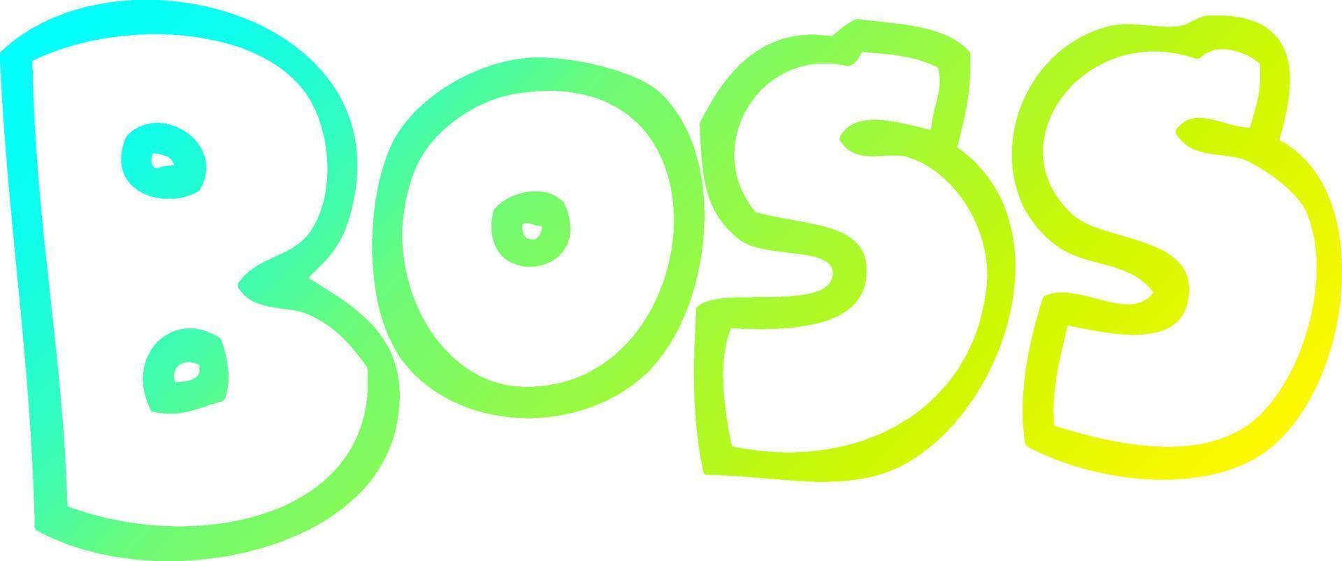 cold gradient line drawing cartoon word boss vector