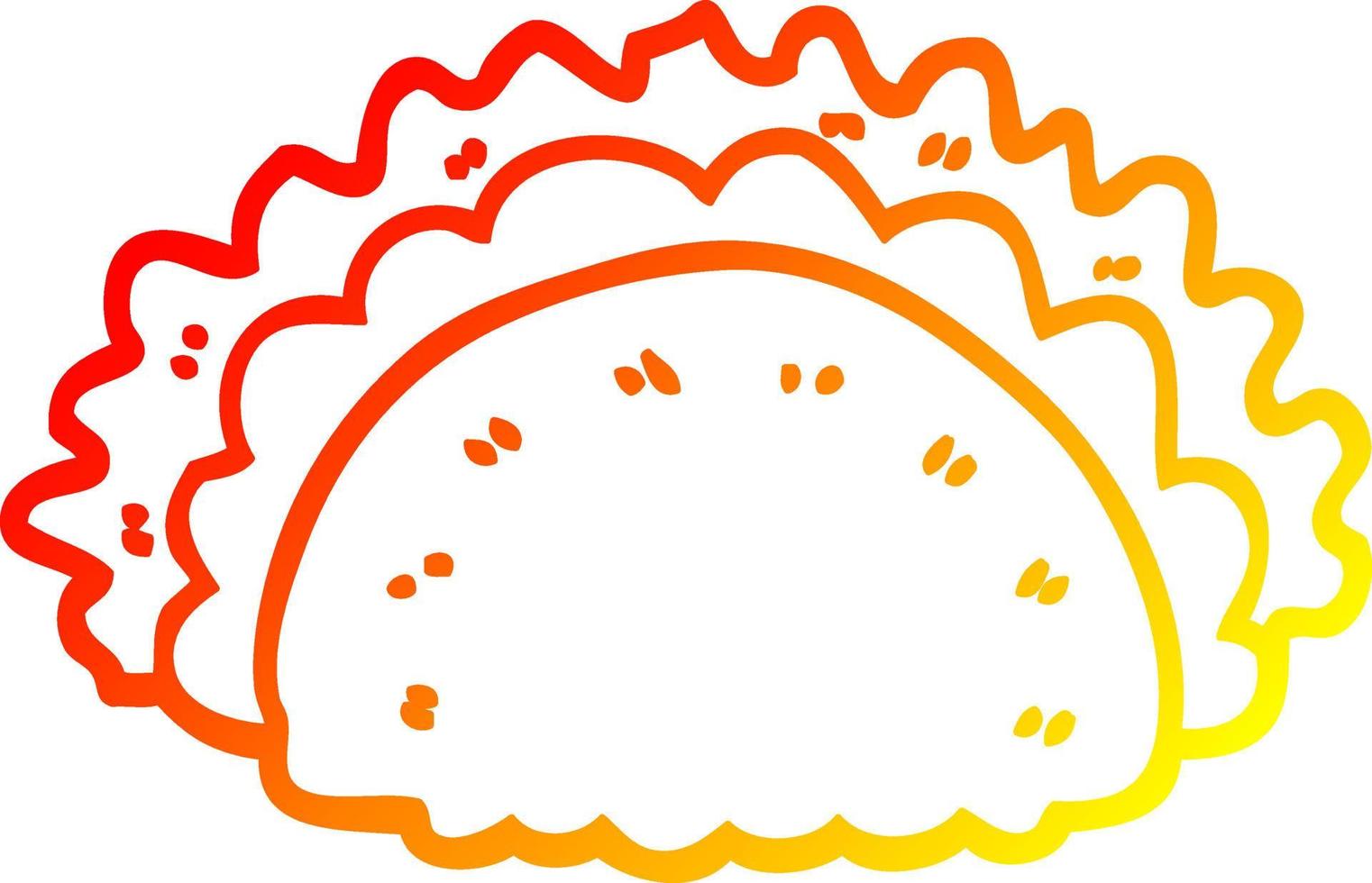 warm gradient line drawing cartoon healthy taco vector