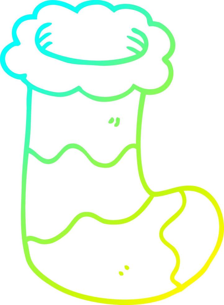 cold gradient line drawing cartoon christmas stocking vector