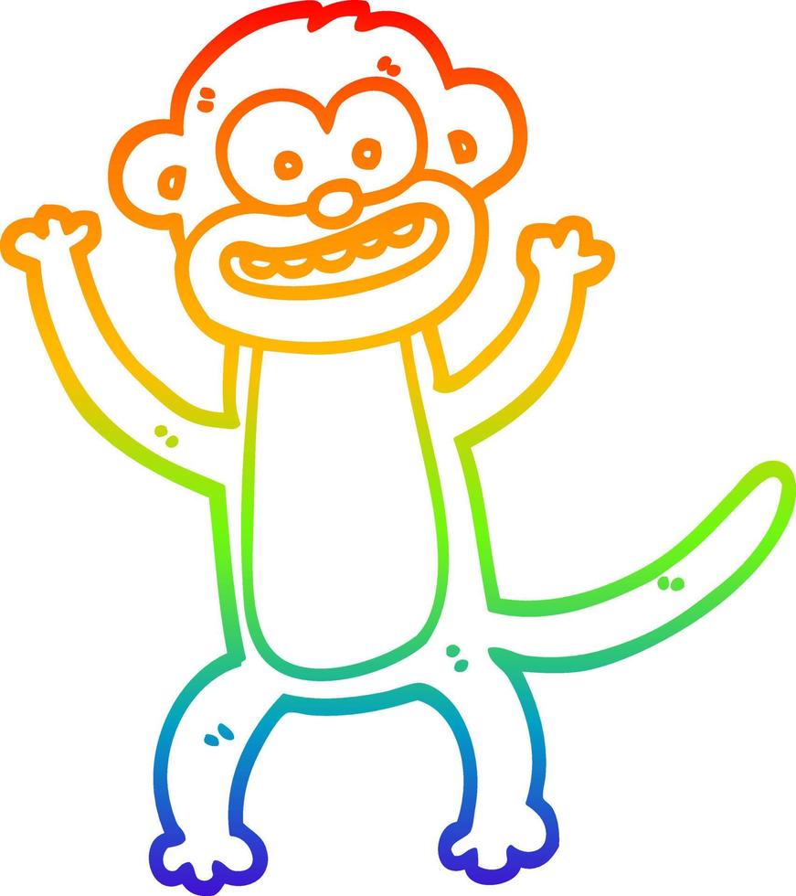 rainbow gradient line drawing cartoon monkey vector