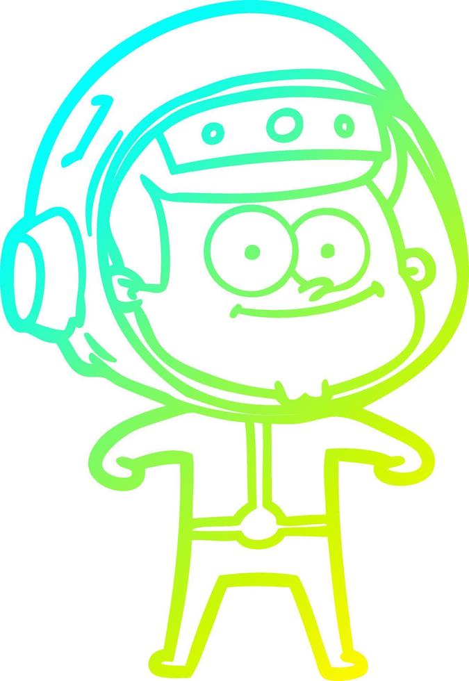 cold gradient line drawing happy astronaut cartoon vector