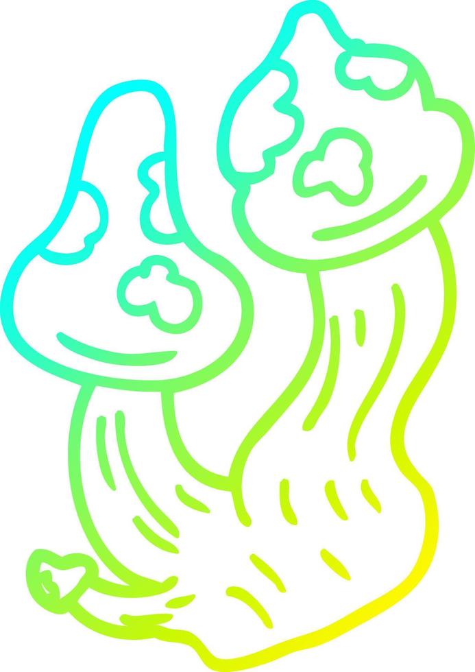cold gradient line drawing cartoon deadly mushrooms vector