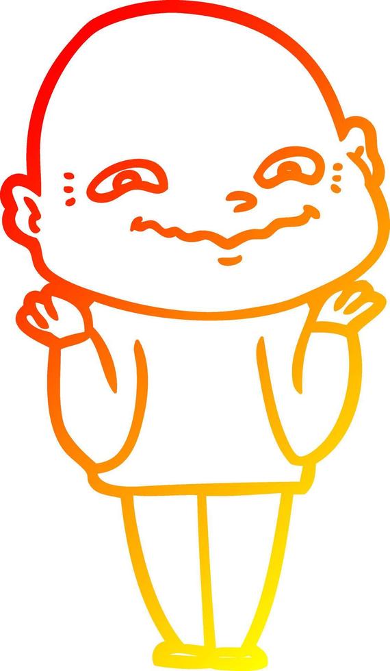 warm gradient line drawing cartoon creepy guy vector