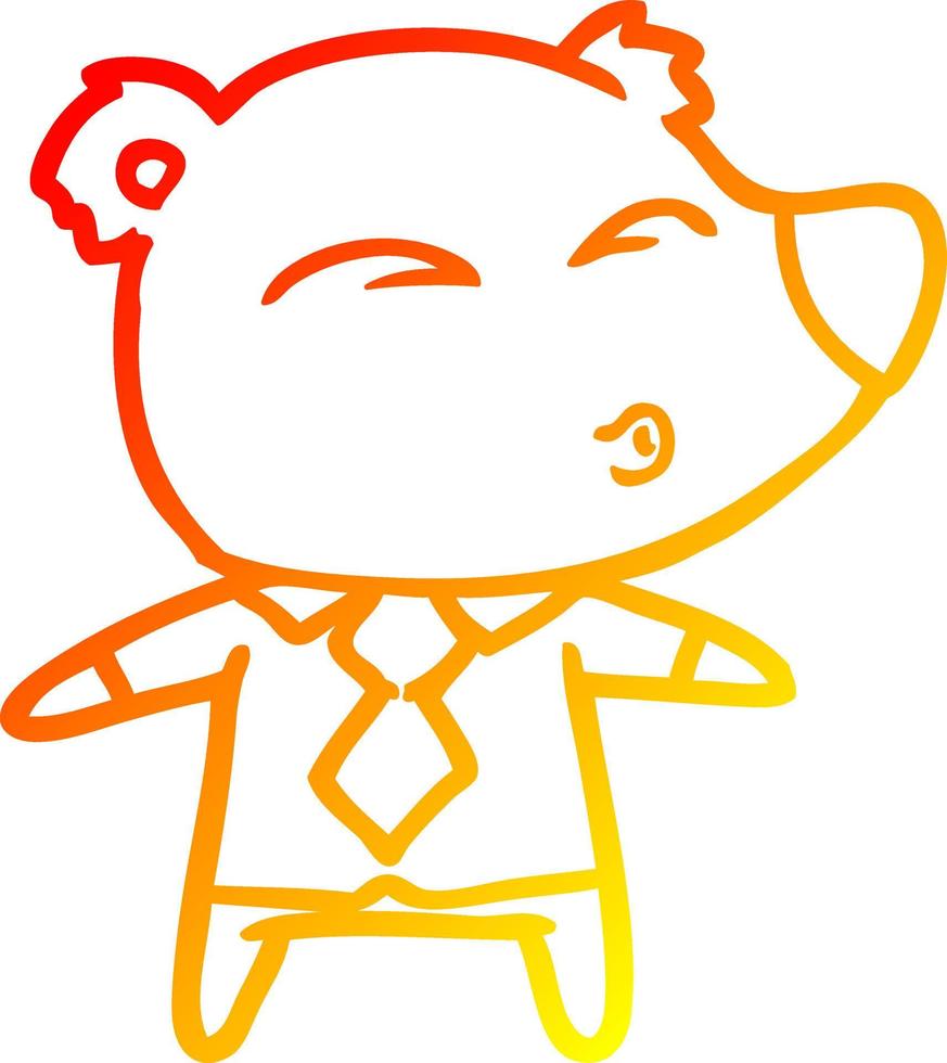 warm gradient line drawing cartoon whistling bear boss vector