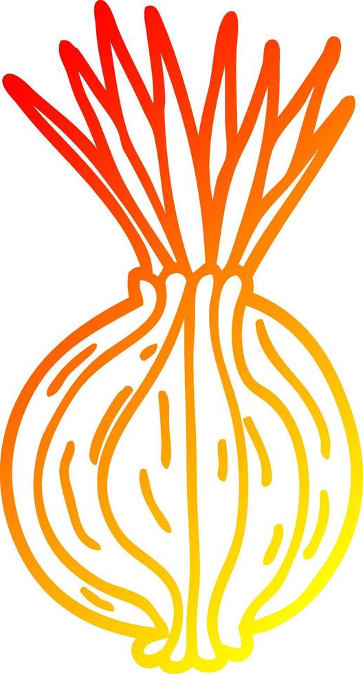 warm gradient line drawing cartoon sprouting onion vector