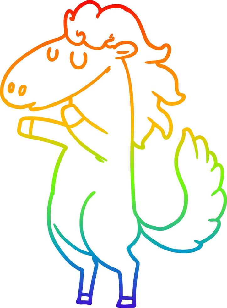 caballo de dibujos animados de dibujo de línea de gradiente de arco iris vector