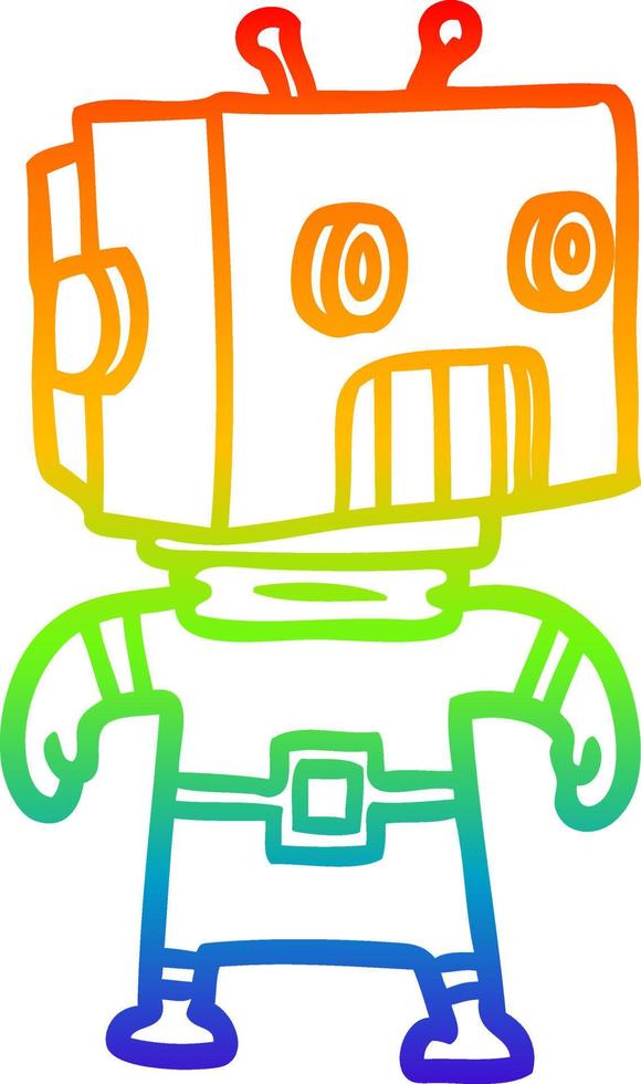 rainbow gradient line drawing cartoon robot vector